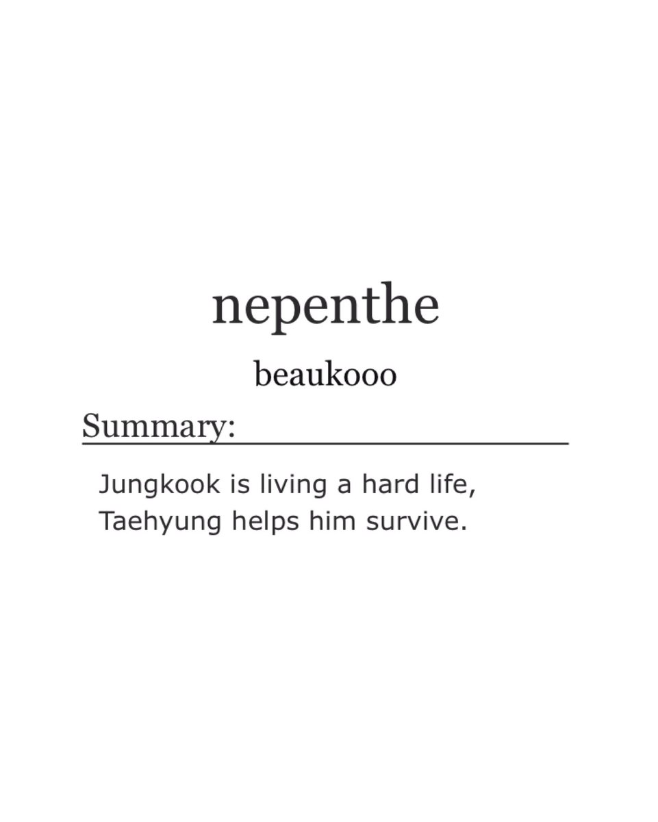 taekookficsrec's tweet photo. NEPENTHE

-by beaukoo 

-words: 5,187
-chapters: 1/1
-tags: sad ending, MCD, mental health issues, dark and heavy 

🔗 https://t.co/yCBhPNitnB

#taekookau https://t.co/PB2uhNJp5h