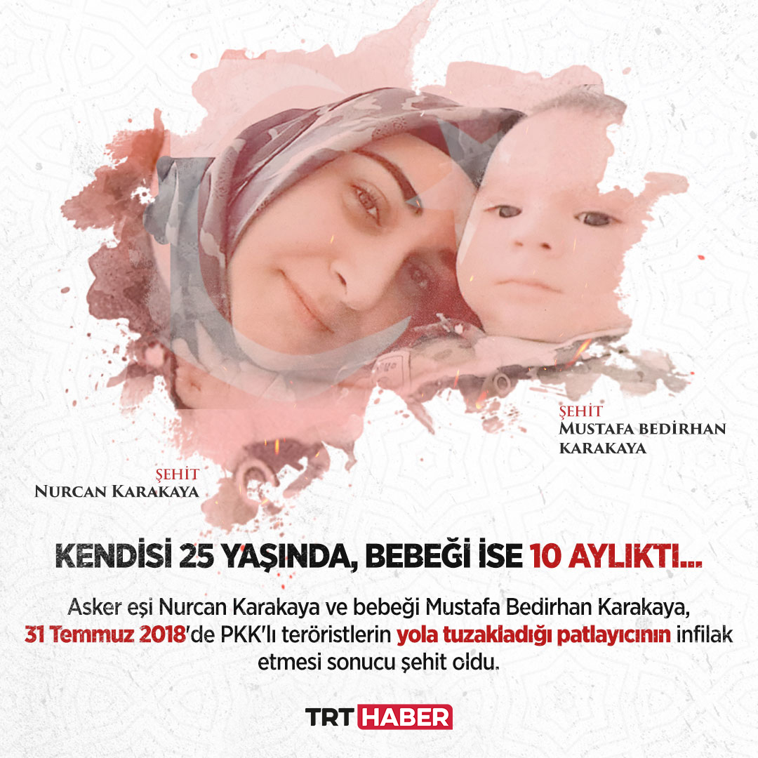 #BedirhanBebek ve annesi Nurcan Karakaya PKK'lı teröristlerin hain tuzağında şehit düşmüştü. Bugün tam 3 yıl oldu. Geride kalan ailenin gözü hala yaşlı, acısı ilk günkü gibi taze.

trthaber.com/haber/gundem/b…