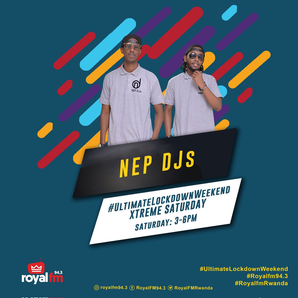 Bringing you nothing but Weekend Vibes at your home... It is The #ExtremeSaturday with @DJBertoB @DjHabz1 live @RoyalFMRwanda 3Pm--6Pm, #943RoyalFM #UltimateLockdownWeekend @JackieLumbasi @moureenmo @violanatsb @AissaCyiza @pax_nshuti @violanatsb