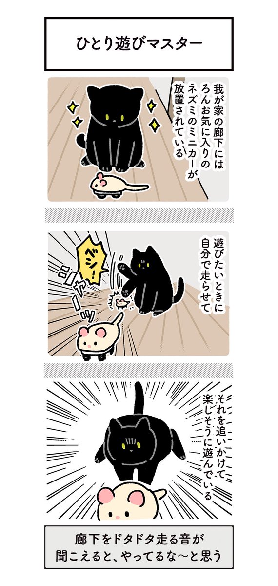 自分でミニカー走らせて追いかけて遊んでるねこの絵日記(1まい+おまけ)
#ろんの絵日記 