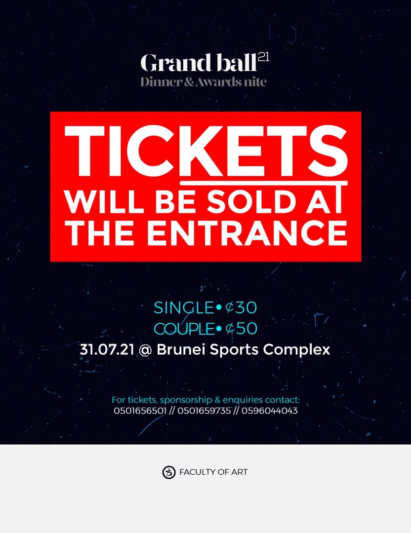 Na todaaaaayyyyyyyyyy🥳🥳🥳🥳

At the BRUNEI SPORTS COMPLEX, 7 PM SHARP, RED CARPET STARTS AT 6 PM

SEE YOU THERE

#Grandball21
#ArtSocietyAwards
#FacultyOfArtsKNUST