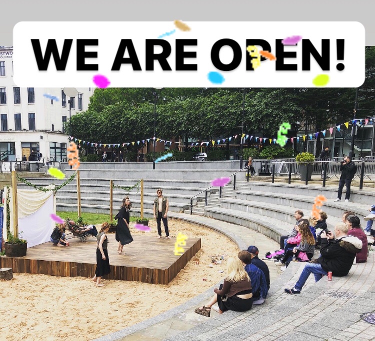 GoatMcr's tweet photo. WE ARE OPEN!

The team are smashing it today and we’re thrilled to have 2M Theatre christening the space. 

#outdoortheatre #shakespearefest https://t.co/AO8SEzVbyy