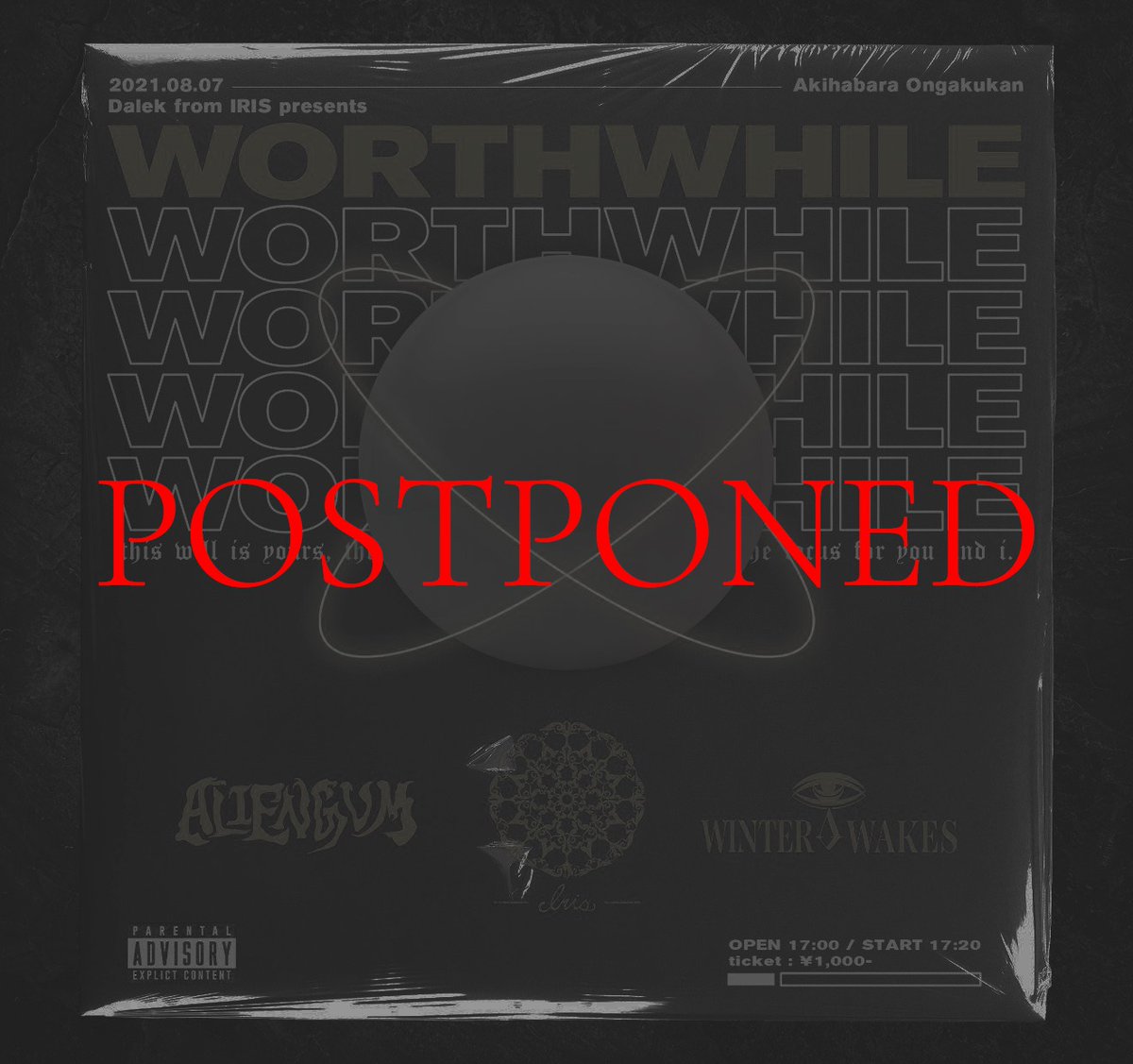 DALeKBASS_FCM's tweet image. 【延期のお知らせ】

8/7のworthwhileの方ですが、諸事情により延期させていただきます。

延期日程は後日告知させていただきます。

直前になってしまい申し訳ないです。

#worthwhile