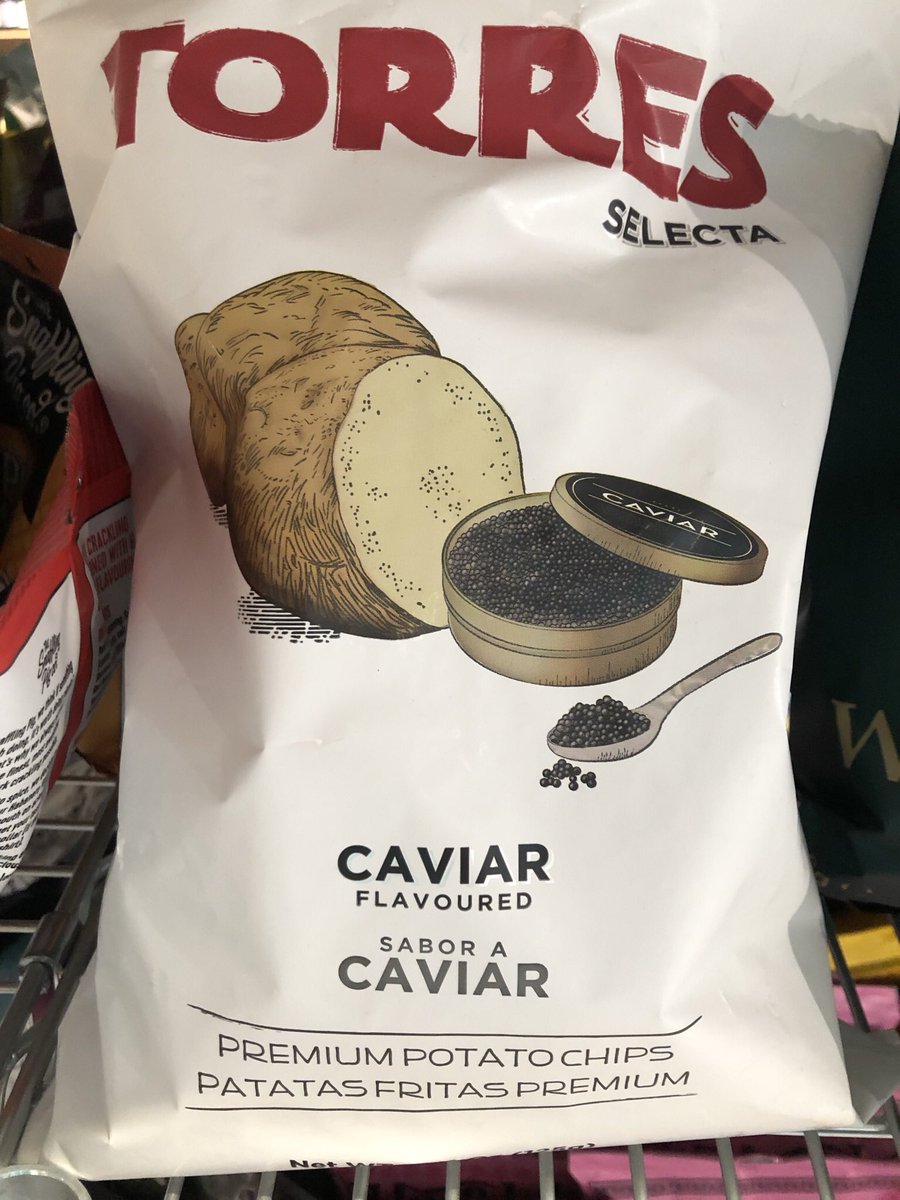 thraxar's tweet image. Nearly a fiver for a bag of crisps!  Not sure caviar is a flavour I want with crisps either tbh.  #poshcrisps #caviar