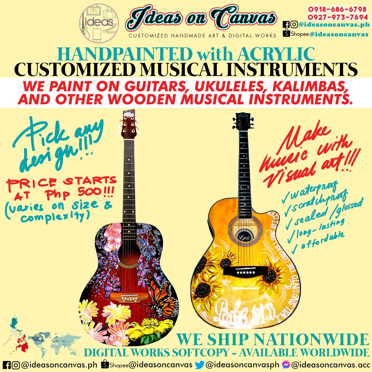 ideasoncanvasph's tweet photo. Make music with visual art! 🎶

We paint on wooden musical intruments. You can provide your own instrument or order a new one online and have it delivered at our location. We will then customize the instrument and ship the finished product to you! Order on Shopee or DM us! 🥰 https://t.co/lIb1bSvuCe