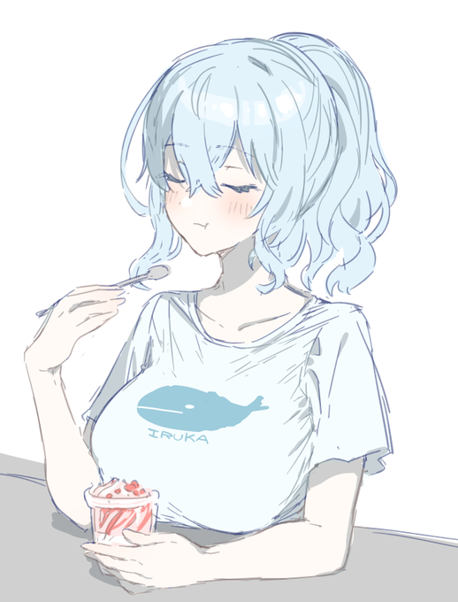 余分な肉が付かないのをいいことに大容量のアイスを食べる人間の絵です 