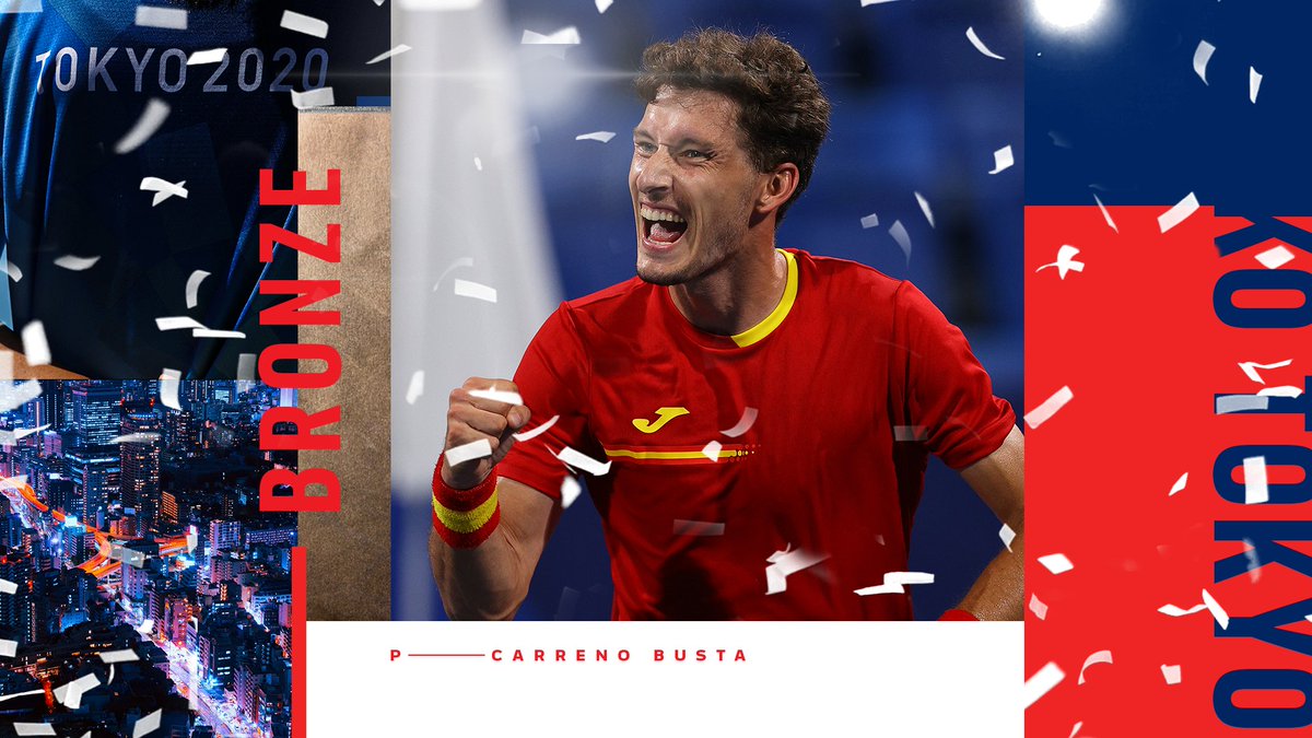 ATP Tour (@atptour) on Twitter photo PABLO WINS BRONZE 🥉
🇪🇸 <a href="/pablocarreno91/">Pablo Carreño</a> beats Novak Djokovic 6-4, 6-7, 6-3 to make the podium at #Tokyo2020
#Olympics #Tennis PABLO WINS BRONZE 🥉
🇪🇸 <a href="/pablocarreno91/">Pablo Carreño</a> beats Novak Djokovic 6-4, 6-7, 6-3 to make the podium at #Tokyo2020
#Olympics #Tennis