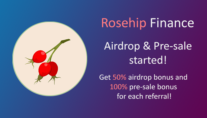 RosehipFinance's tweet photo. ⚡️Rosehip Finance Airdrop &amp; Pre-Sale started!

🔥 Get 10 Rosehips + 5 Rosehips for each referral!
🔥 100% bonus when your friend buys tokens using your referral link

Claim Airdrop &amp; Buy on Pre-sale:
https://t.co/y6OjpaYgly

#Airdrops #Crypto #Airdrop #BSC #RosehipFinance https://t.co/MWQZaLFQR0