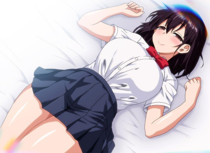 Anime uniform brunette orgasm