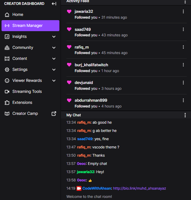 codewith_ahsan's tweet image. Wow! 😄🥳
The first stream on @Twitch  (twitch.tv/codewithahsan) went amazing. Much better than I hoped. Alhamdulillah!
Look at the smooooooth UI we have now for my next video on #recursion! Join in!
#livestream #codewithahsan #javascript #twitch #streaming #tutorial #community