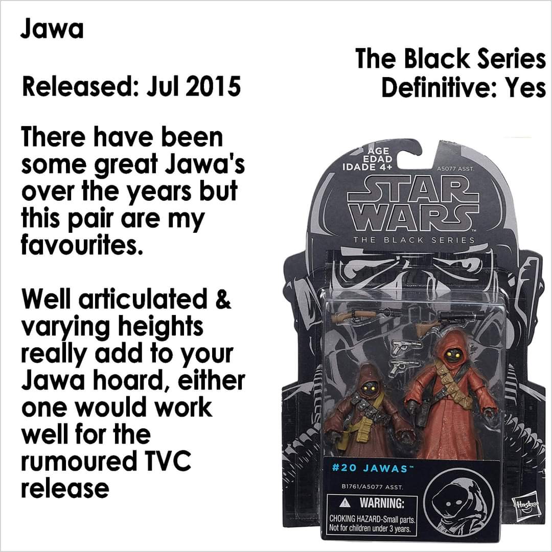 ToysJedi's tweet photo. #ActionFigureOfTheDay #Jawa from #TheBlackSeries line. There have been some great Jawa's over the years but this pair are my favourites. Well articulated & varying heights really add to your Jawa hoard, either one would work well for the rumoured TVC release #DefinitelyDefinitive https://t.co/FJuyelRBc3