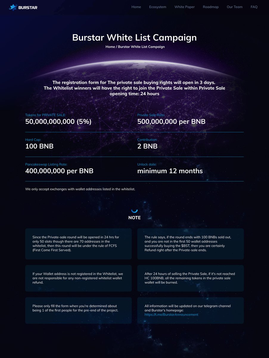 burstartoken's tweet photo. 🔥Burstar Private-sale Whitelist Competition🔥
https://t.co/4e7xVFGKZl
https://t.co/uvAz65w18V #win via @GleamApp 

🌟 Important Links:
Website: https://t.co/mhO2d6GMop
Channel: https://t.co/WxnhG03YJD

#BinanceSmartChain #BSC #BNB #NFTS #Burstar #BST #NFTCommunity https://t.co/tfAzGR4zXd
