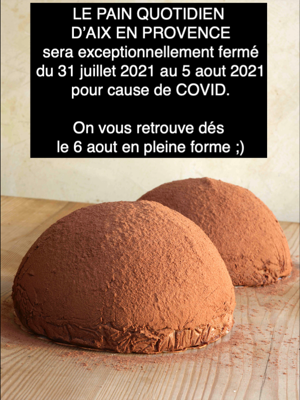 FERMETURE EXCEPTIONNELLE du 31 juillet au 5 aout 2021.

Toute l'équipe vous retrouve en pleine forme le 6 aout 2021.