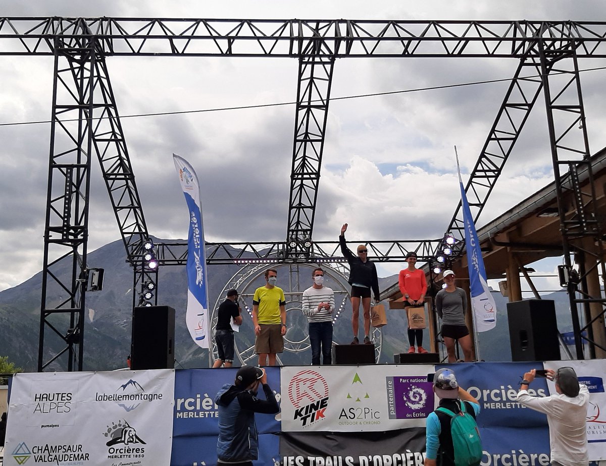 Les gagnants de la KV (4 km) du Trail des Orcières !

HOMMES : 
1er : Jérôme Blanc 38'50 
2ème : Vincent Loustau 40'10
3ème : Julien Michelon 41'25

FEMMES : 
1ère : Isabelle Guillot 58'18 (20ème du classement général)
2ème : Mandy Alcaraz 59'00
3ème : Isabelle Blanchard 1'00'05