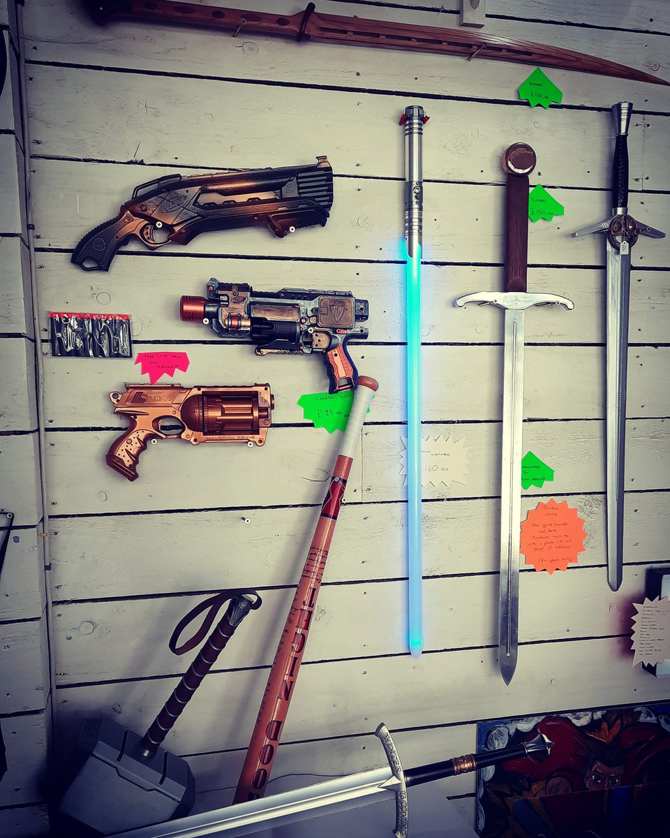 MartsCuriosity's tweet photo. Choose your weapon wisely my young master.
Are you bidding to become a new padawan or are you worthy?
Simply wishing to say Good Night, pop  into Marts and see what we have
#marvel #dccomics #got #witcher #mjolnir #starwars #lightsaber #smallshop #shoplocal @CamborneTown https://t.co/6XwCI9CvvC