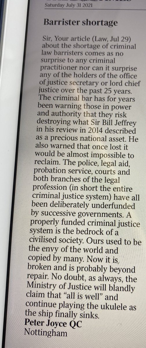 Perfectly put by Peter Joyce QC