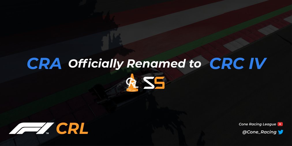 Cone_Racing's tweet photo. After 4 amazing seasons of the Cone Racing Academy, we're officially re-naming the tier to match its siblings.
Introducing... CRC IV🔵
CRC IV will continue to take place on Mondays at 8pm BST.
#ForzaCone #CRLSeason5 #F1esports #CRCIV https://t.co/6NgBf3Qjyd