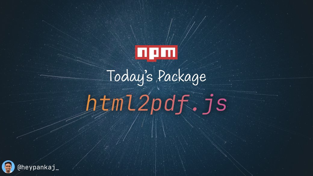 heypankaj_'s tweet image. 📦 Package of the Day

html2pdf.js
npmjs.com/package/html2p…

html2pdf.js converts any webpage or element into a printable PDF entirely on client-side

#100DaysOfCode