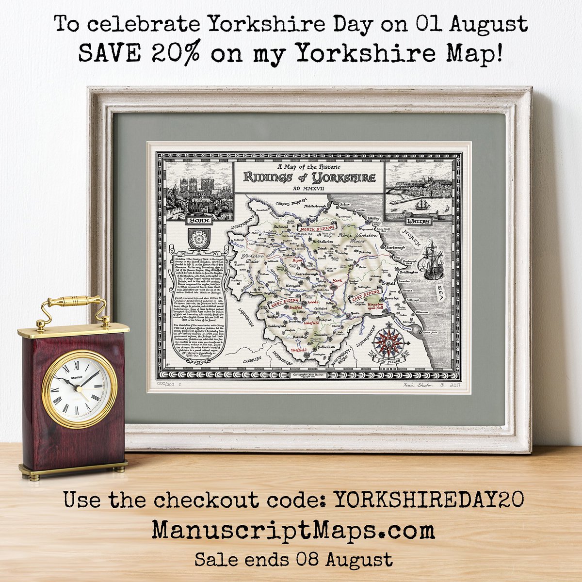 ManuscriptMaps's tweet image. Ey up! Tomorrow’s #YorkshireDay!

To celebrate #GodsOwnCountry save 20% on prints of my gorgeous #Yorkshire Ridings #Map. 🗺

Tha’s a reyt good deal,
so please RT 🙏

👉 ManuscriptMaps.com/products/yorks…

.
#YorkshireDay2021 #York #UKGiftAM #maps #Sale