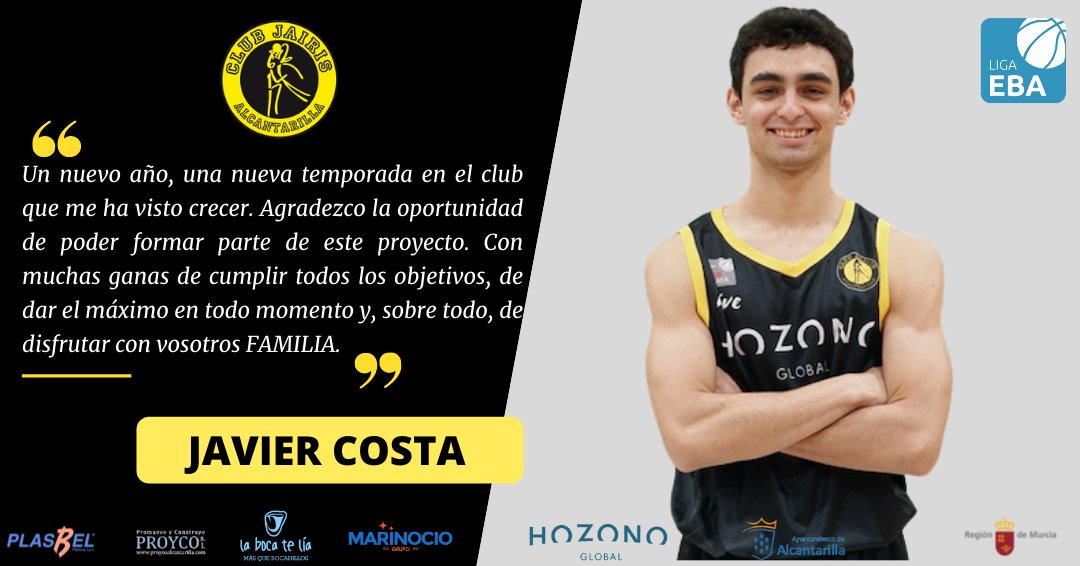 𝗟𝗜𝗚𝗔 𝗘𝗕𝗔 🏀 𝟮𝟭/𝟮𝟮

Seguimos apostando por jugadores locales...

⛹️‍♂️ El alcantarillero <a href="/javicosta05/">Javi Costa</a> seguirá dirigiendo la orquesta del <a href="/hozonoglobal/">Grupo Hozono Global</a> Jairis una temporada más.

🙏 ¡Gracias por tu compromiso Javi! Este año vamos a por todas 💪.

#UnaFamiliaHistórica