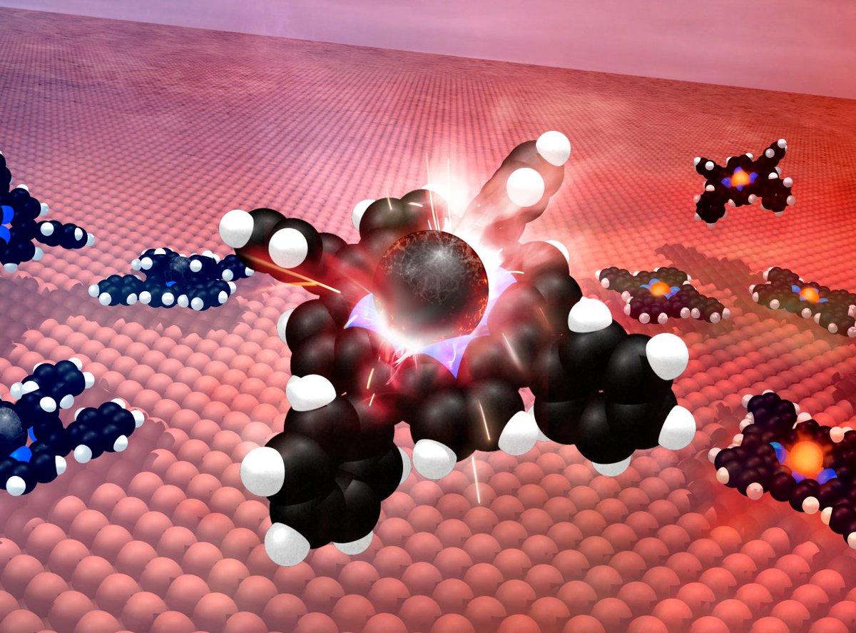 Metal centers in adsorbed metalloporphyrins easily exchange with surface metal atoms, as shown by XPS, STM, TPR mass spectra. Thanks to <a href="/nanoscale_rsc/">Nanoscale journal family</a> and #SFB1083, congrats to Jan, Stefan, Qitang, et al.! pubs.rsc.org/en/content/art…