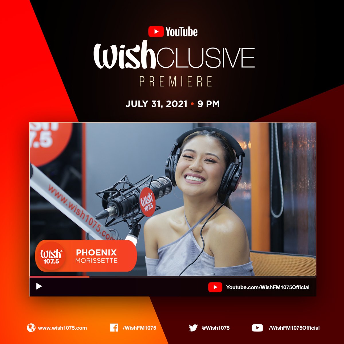 wish1075's tweet photo. 🎶 So let's shine like the sun
Rise like a phoenix
Take to the sky
'Cause we got no limits 🎶

Cap off July with an empowering Wishclusive from the Asia's Phoenix! @itsMorissette's Wish Bus performance of her single "Phoenix" hits our YouTube tonight at 9 p.m. PHT! https://t.co/J5XT4zJQ5O