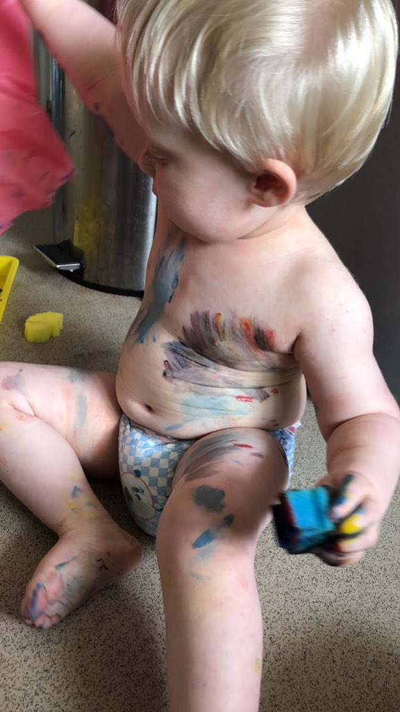 MrsFireHawk's tweet image. Round One of MiniHawk’s #hobbyquest is painting “miniatures” (meaning mostly himself with a little bit of paper)