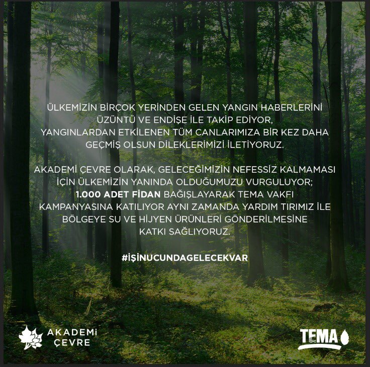 akademicevre's tweet photo. Ülkemizin birçok yerinden gelen yangın haberlerini üzüntü ve endişe ile takip ediyor, yangınlardan etkilenen tüm canlarımıza bir kez daha geçmiş olsun dileklerimizi iletiyoruz. 

#İşinUcundaGelecekVar https://t.co/mieMrGxKCW