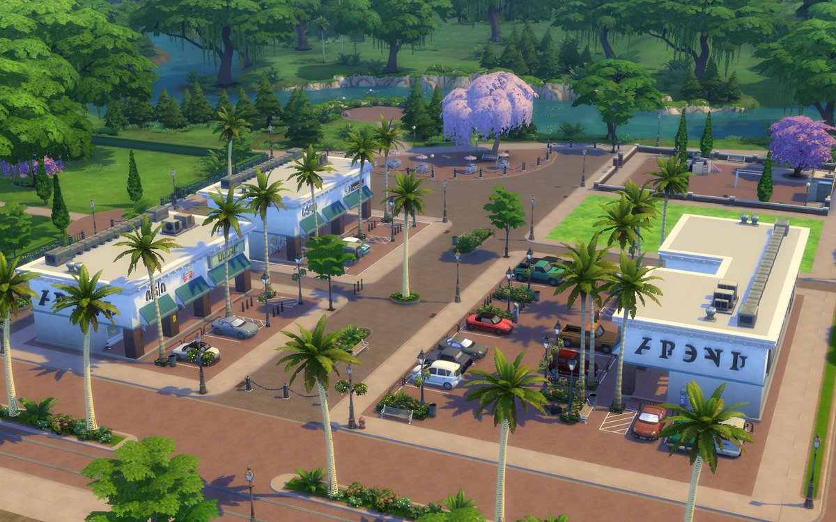 frogs_2000's tweet image. I've just finished two other lots to go with this shopping area, within the 3 lots there is a vets, convenience shop, boutique, hair dressers, bakery, martial arts school thing, kids shop (clothes and toys), café, and furniture shop. :)