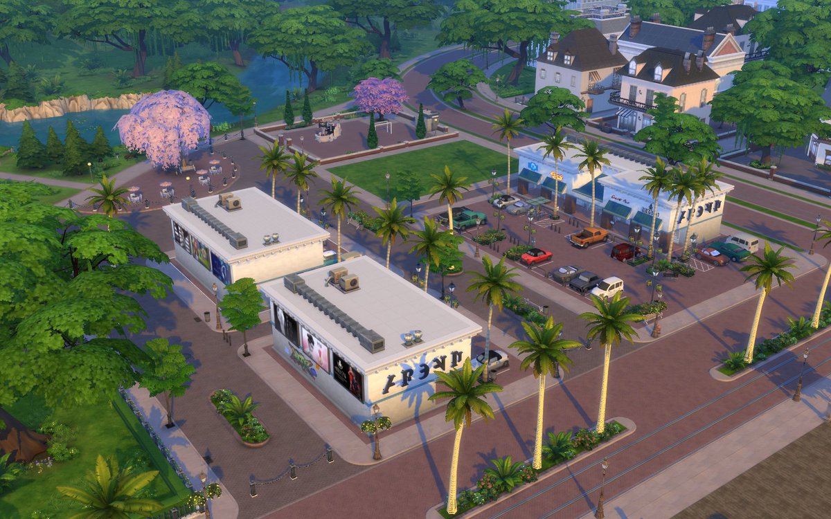 frogs_2000's tweet image. I've just finished two other lots to go with this shopping area, within the 3 lots there is a vets, convenience shop, boutique, hair dressers, bakery, martial arts school thing, kids shop (clothes and toys), café, and furniture shop. :)