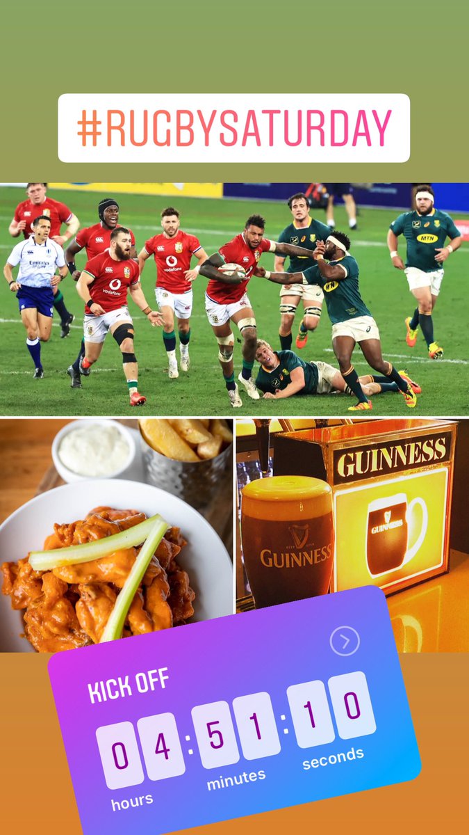 Lions Rugby ✅ Pints ✅ Chicken Wings ✅. See you all at 5pm. Don’t forget - it’s only on Sky Sports #LionsRugby #rugby #saturday #pints #food #indoors #friends #family #catchup
