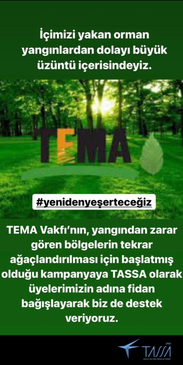 tassaorgtr's tweet photo. İçimizi yakan orman yangınlardan dolayı büyük üzüntü içerisindeyiz.
TEMA Vakfı’nın, yangından zarar gören bölgelerin tekrar ağaçlandırılması için başlatmış olduğu kampanyaya TASSA olarak üyelerimizin adına fidan bağışlayarak biz de destek veriyoruz.
#yenidenyesertecegiz https://t.co/05BAnisWr5