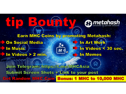 $200 in 48 hours (4x $50 winner)

✔️ Retweet
✔️ Collect Random Bonus of 10 to 100 MHC coins by joining: t.me/MHCAsia
✔️ Post Proof