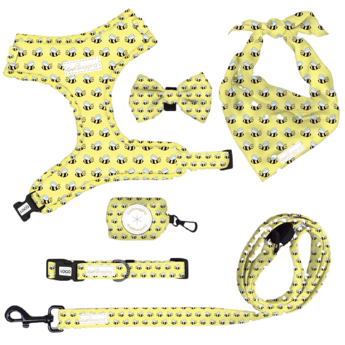 GetWagging's tweet photo. Our Collars with a Cause are getting a major upgrade! We love a full set 💅🏻 Stay tuned for release details and how these sets raise $$! #getwagging #collarswithacause #savethebees https://t.co/CzYMzFiZjd