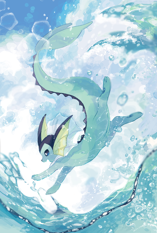 vaporeon no humans pokemon (creature) solo water day outdoors water drop  illustration images