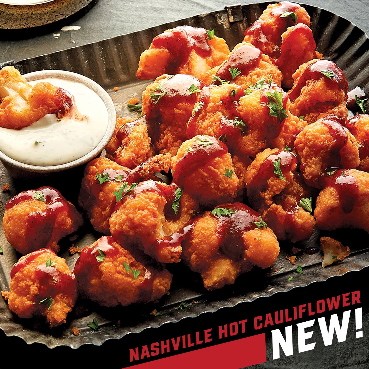 We're bringing the heat with our NEW menu!🔥 Check out our Nashville Hot Cauliflower and more available now.