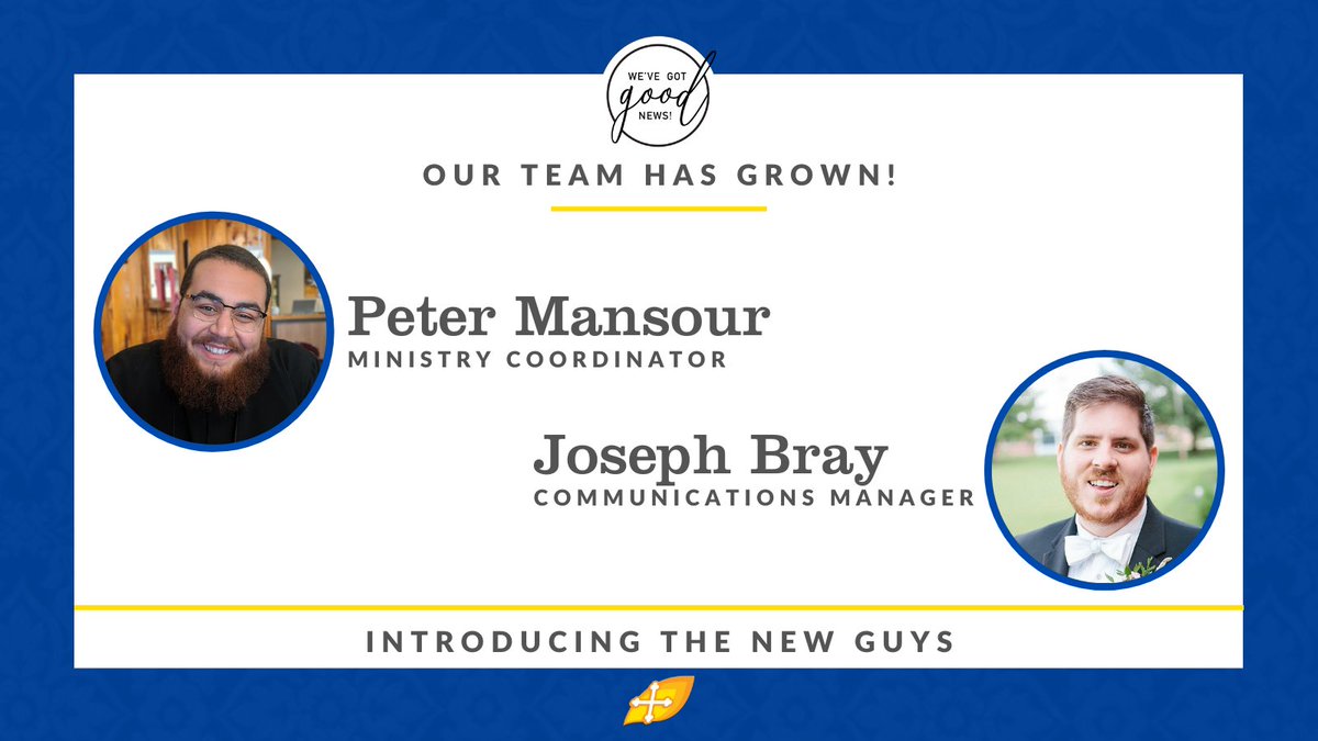 OCFministry's tweet photo. The OCF team has grown! After an extensive national search we are pleased to announce the hiring of Ministry Coordinator, Peter Mansour, and Communications Manager, Joseph Bray. 

Visit https://t.co/e8dtjG379l to read their bios. https://t.co/llK61VGsqY