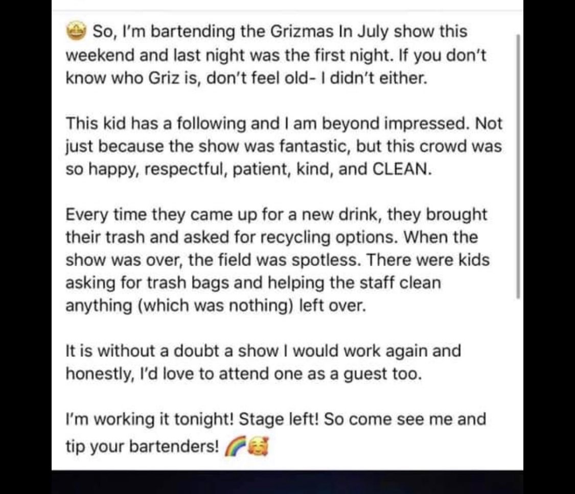 Reason #737267 why y’all are the best 🥺 see you again for night 2!! Merry GRiZmas!!