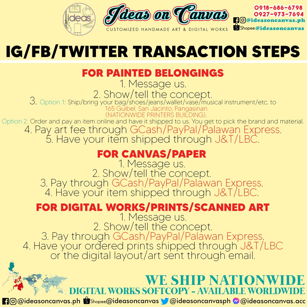 ideasoncanvasph's tweet photo. General Pricelist, Reminders, and Transaction Steps for Shopee, Instagram, Facebook, and Twitter! 🛒🛍💸 https://t.co/FfyUg35OHB