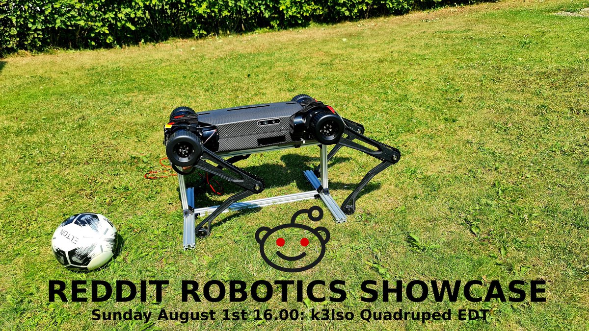 r_frojd's tweet image. Join us this weekend for the Reddit Robotics Showcase!
redditroboticsshowcase.wordpress.com
#k3lso #quad #leggedrobotics #quadruped #UPXtreme #robotics #cnc #milling #ROS #ROS2 #pybullet #bullet @NVIDIAEmbedded @Reddit @hackadayio @hackaday @UPbridge_gap #AI #realsense @IntelRealSense
