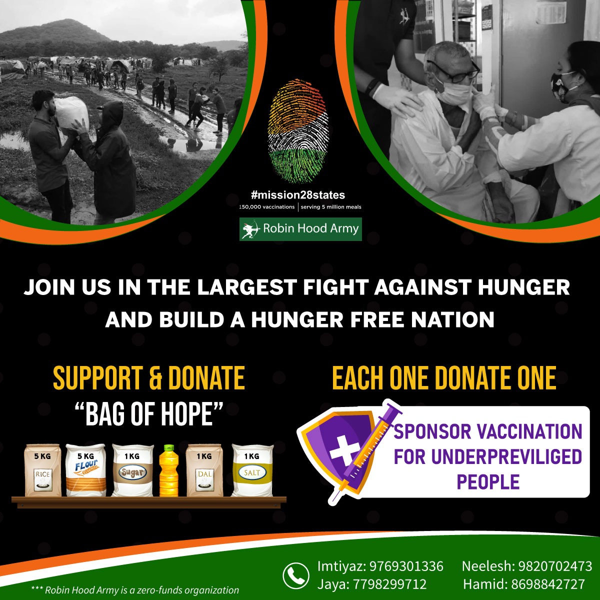ImtiyazB7's tweet photo. Support us in serving 5 Mn Meals and 1,50,000 vaccinations by sponsoring Ration Kits "Bag of Hope" OR Vaccine for underpreviliged people "Each One Donate One"
#vaccination #vasai #virar https://t.co/b2uvFoArAA