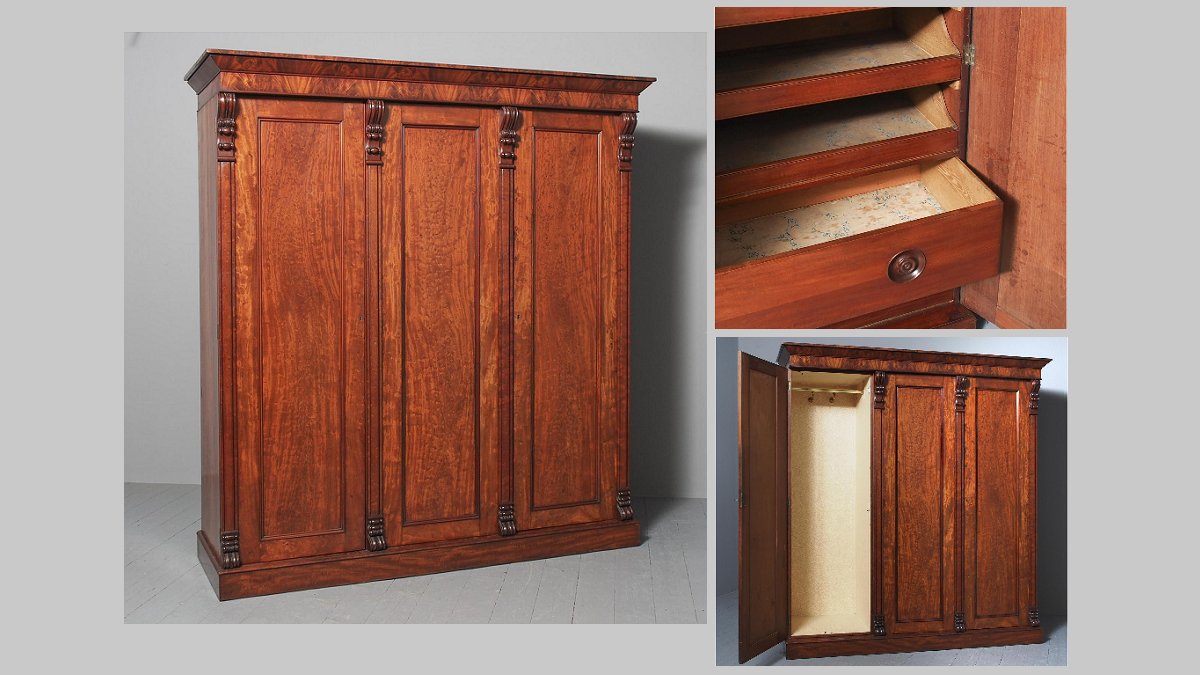 Offered for sale is this Victorian Mahogany 3 Door Wardrobe from Ayton Castle. For sale from Georgian Antiques: buff.ly/3lrCJsn
#antiques #antiquewardrobe #antiquefurniture #wardrobes #antiquesforsale #loveantiques