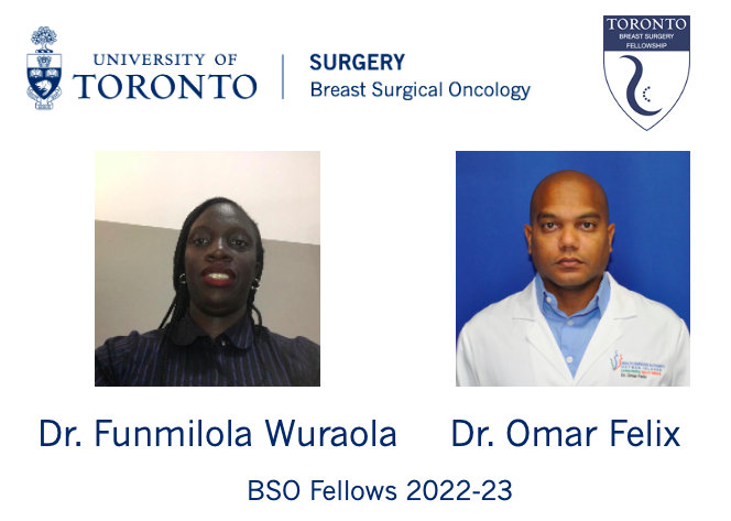 Congratulations to Dr. Funmilola Wuraola (<a href="/wuraie/">Funmilola</a>) and Dr. Omar Felix on matching to the University of Toronto Breast Surgical Oncology Fellowship program! <a href="/UofTGSx/">UofT General Surgery</a> <a href="/UofTSurgery/">U of T Department of Surgery</a> <a href="/ASBrS/">ASBrS</a> <a href="/SocSurgOnc/">Society of Surgical Oncology</a>