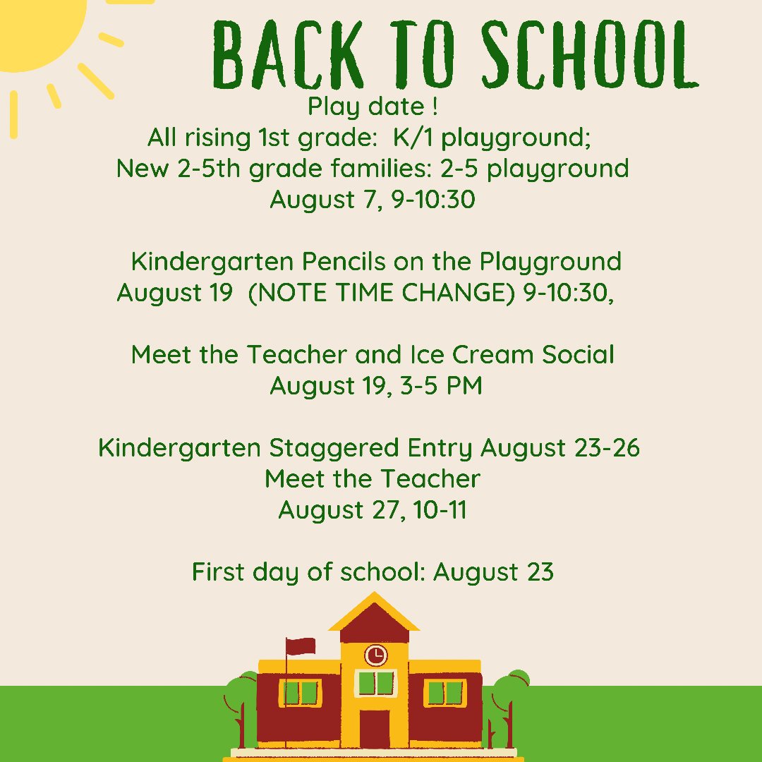 hunter_pta's tweet photo. Please note: Meet the Teacher for 1-5 is August 19 from 3-5 PM. Kindergarten Meet the Teacher is August 27 from 10-11 AM, after staggered entry days. ⭐️ https://t.co/SxitpqDAoU