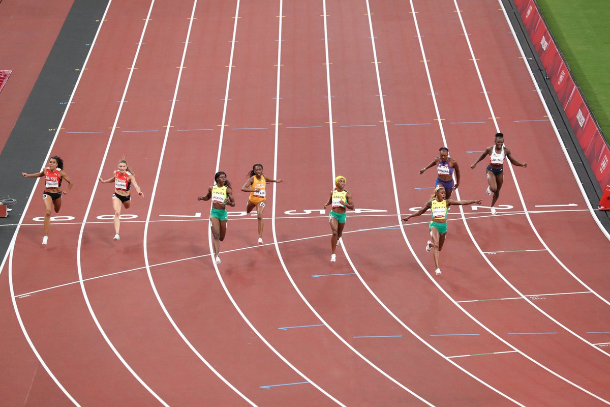 inakialvarez's tweet photo. #Jam 1,2,3 en los #100mts 10,61 Récord olímpico… que locura!! #athletics Elaine Thompson-Hera !!!! #Tokyo2020 #JuegosOlimpicos https://t.co/yqCTkRe41A