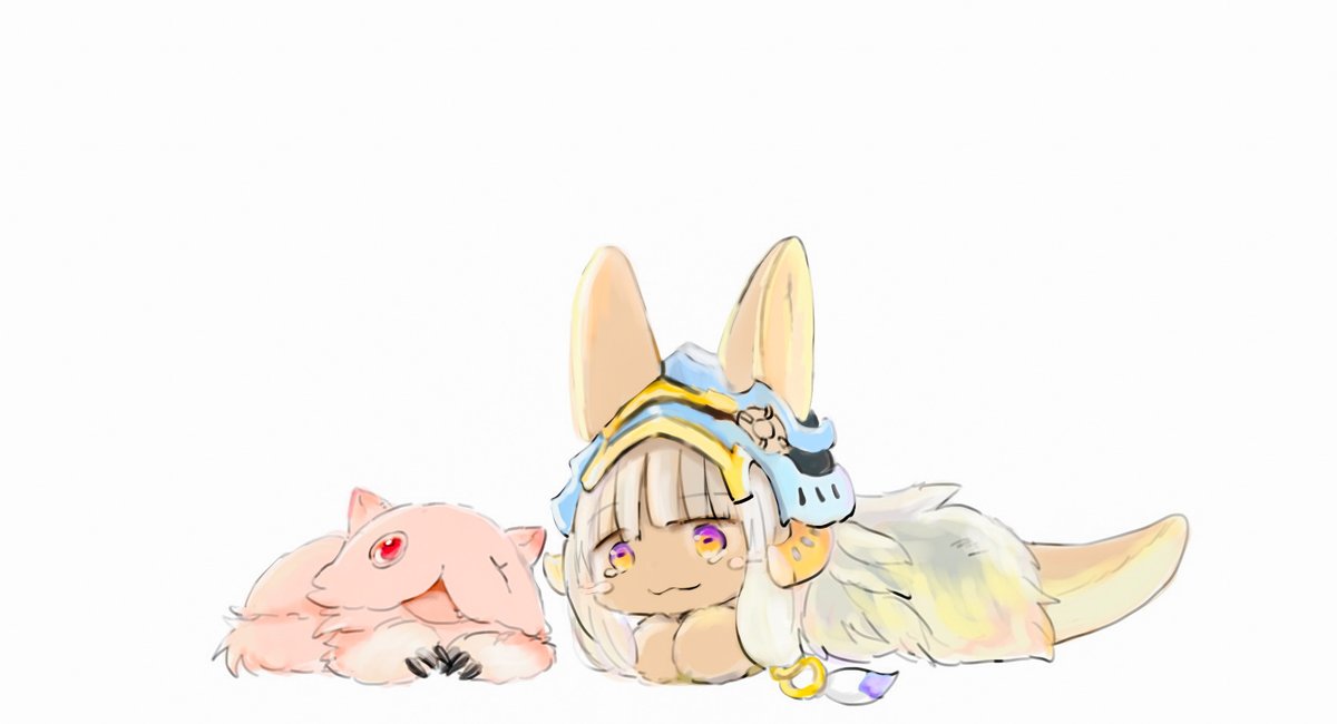 nanachi (made in abyss) furry 1other :3 whiskers white background animal ears simple background  illustration images