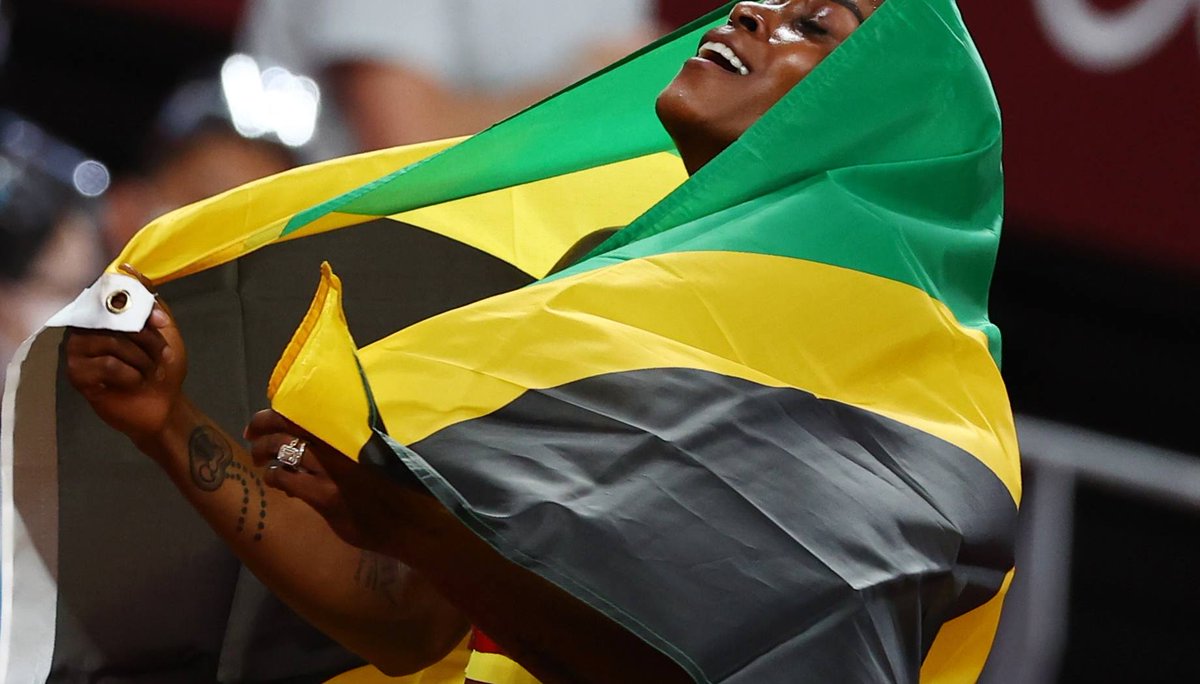 TeamJA876's tweet photo. Congrats Elaine! 🇯🇲 

#TeamJamaica #GuhHaadAndDone

(📸 Reuters / Kai Pfaffenbach) https://t.co/CmaMYfM91b