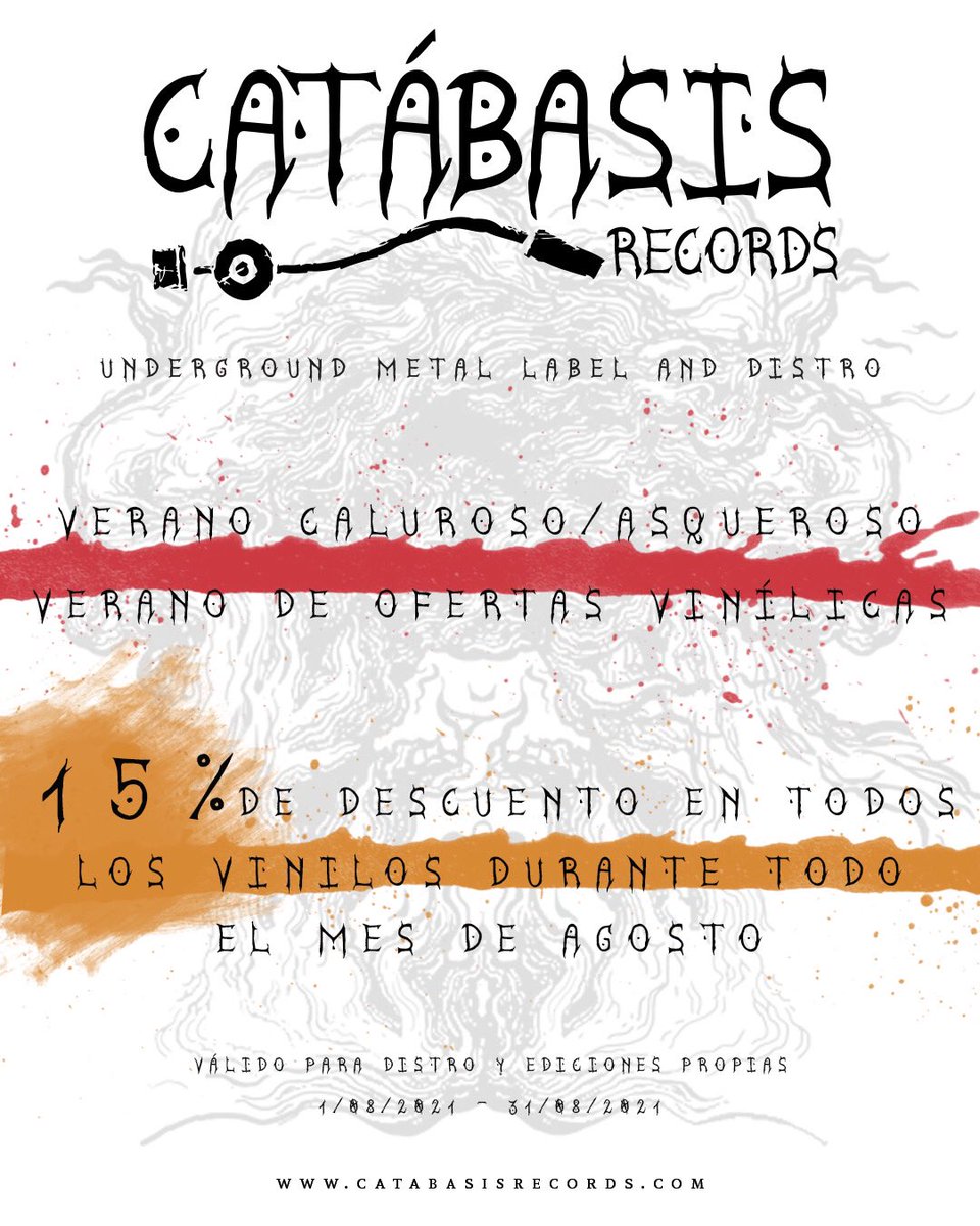 Verano caluroso. Verano de ofertas vinílicas.
15% de descuento en todos los vinilos durante todo el mes de agosto.

catabasisrecords.com