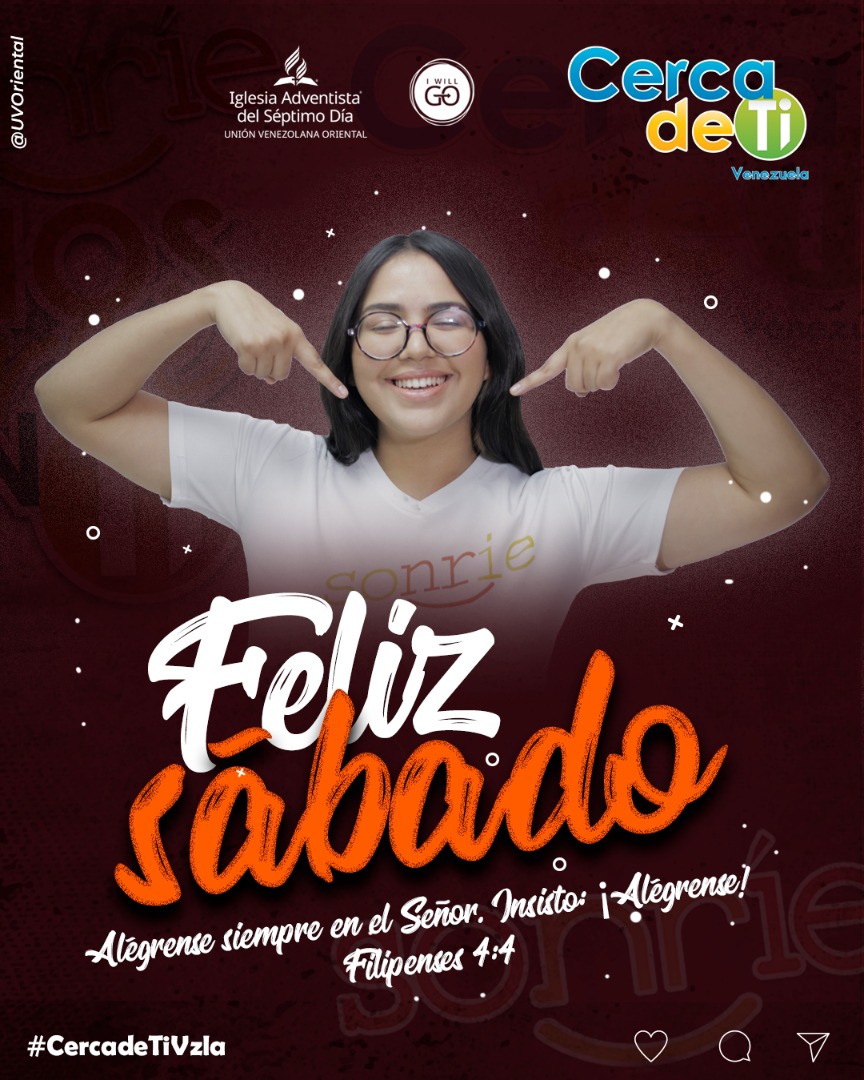 Hoy conéctate con nuestro Dios, habla a otros de su maravilloso amor, 🧡🙏 y recuerda sonreír porque el Señor siempre nos da motivos para hacerlo. 😊

¡FELÍZ SÁBADO! 😃✨

#PasiónMVNOr #UVOriental #MVNOr #God #CercadetiVzla #felizsabado #sonrie #DiosEsFiel #HopeMedia #IWillGo