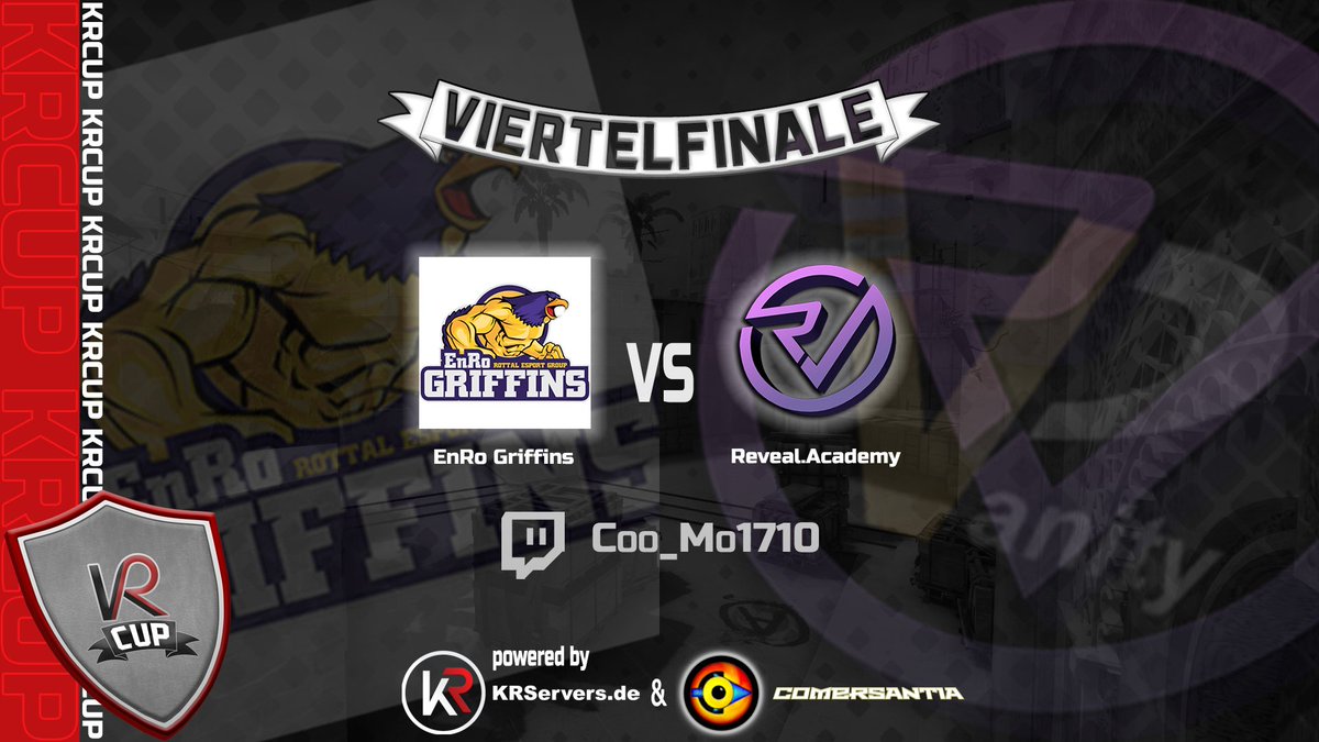 KRCup_de's tweet photo. Das erste Viertelfinale steht fest:

EnRo Griffins vs Reveal Multigaming

Übertragen wird das Spiel auf:
https://t.co/YPegOC2bmb

#KRCup #csgo #cscup
@EnroGriffins 
@RVMultigaming 
@TTV_Coo_Mo1710 https://t.co/Hlyzp0q1zc